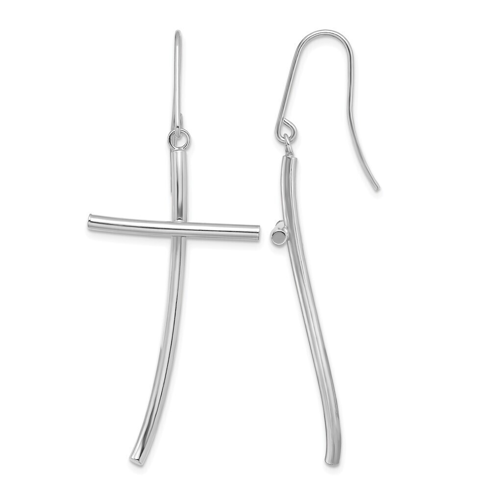 Kazi Luxury 14K White Gold Polished Cross Dangle Earrings